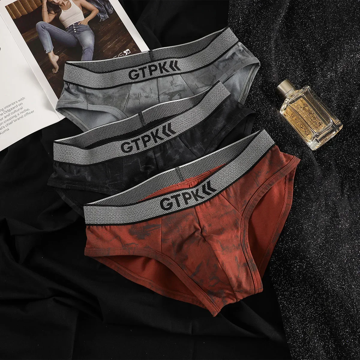 3Pack Mens Underpants Mid Waist Briefs U Convex Bag Moisture-wicking Comfortable Sexy Mens Bikini Male Breathable Underpants