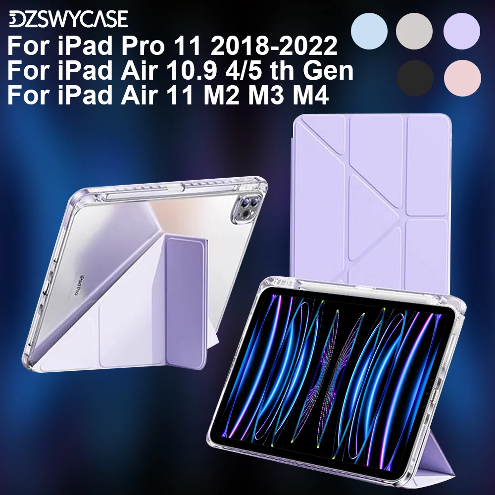 

Case for iPad Pro 11 inch 2018-2022, For iPad Air 10.9 inch 4/5 th Gen Air 11 M2 M3 M4, with Pencil Holder, Auto Wake/Sleep