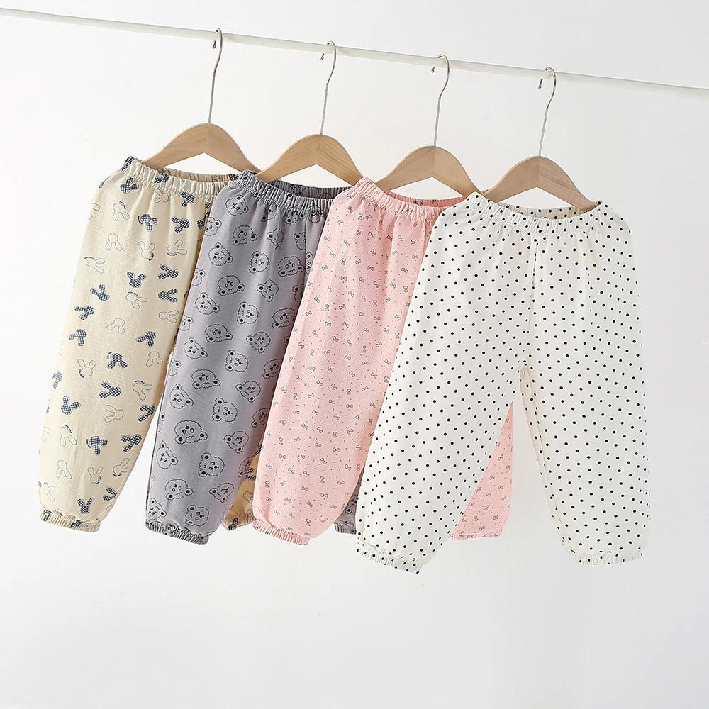 Girl Pants 2 3 4 5 7 8 10 11 12 13 14 Years Summer Boys Clothing Baby Carrot Pants 6 9 18 Months Pink Beige Bear Dots Trousers