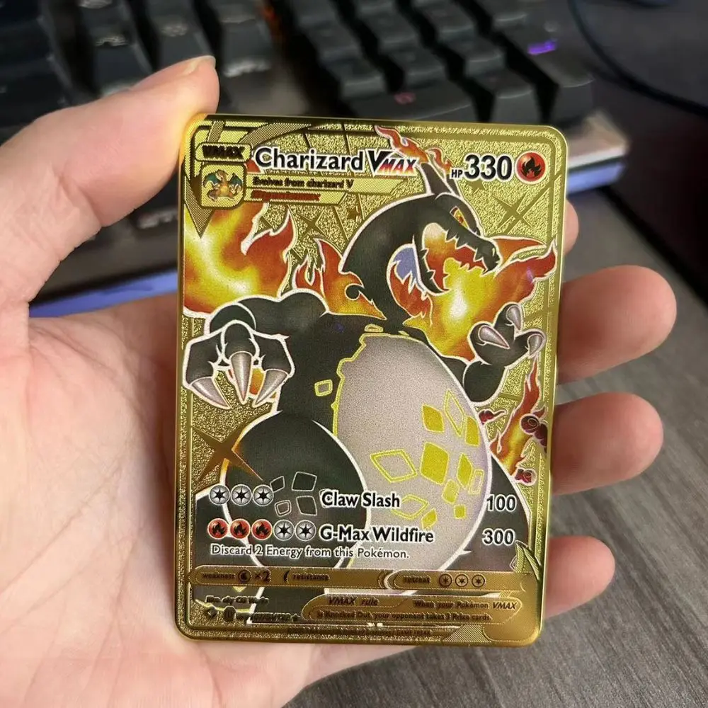Pokemon Metall-Sammelkarten Anime-Figuren Charizard Pikachu Blastoise Mewtwo Kampf-Sammelkarten Spielzeug Geschenk 