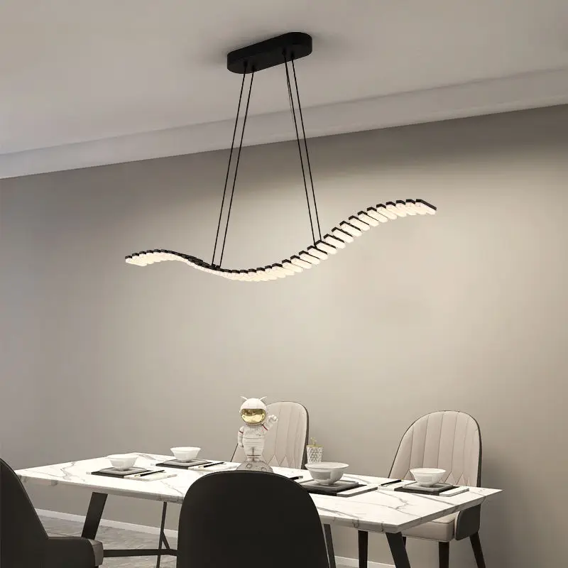 Modern LED Strip Chandelier Nordic Minimalist For Living Dining Room Pendent Lamp Home Decor Hanging Light Luster Fixtures