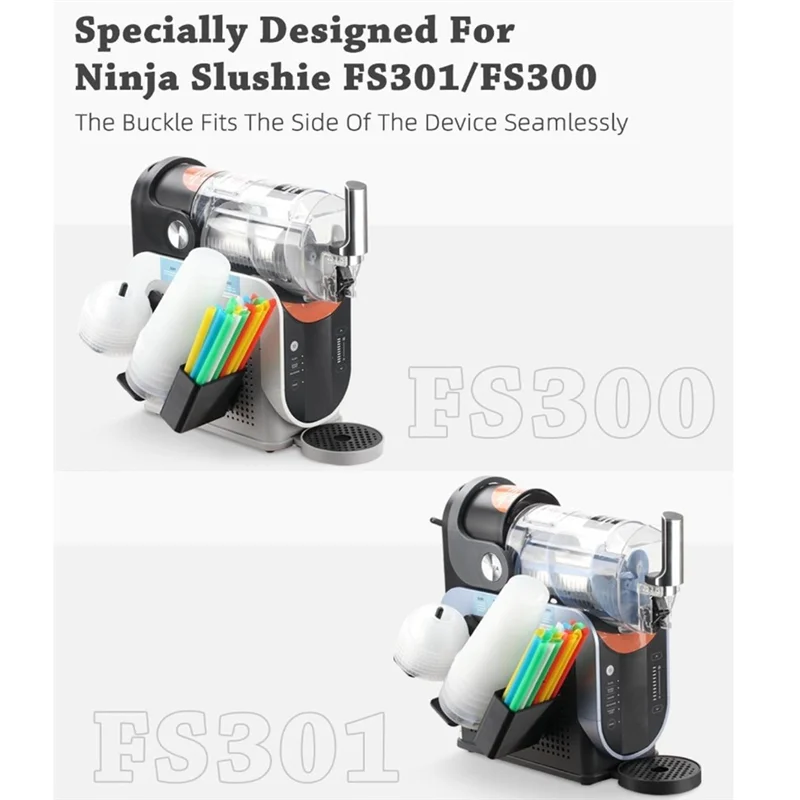منظم أكواب ABVI لآلة Ninja Slushie FS301 & FS300 حامل مثبت على الجانب 3 في 1 لأغطية الأكواب وملحقات القش
