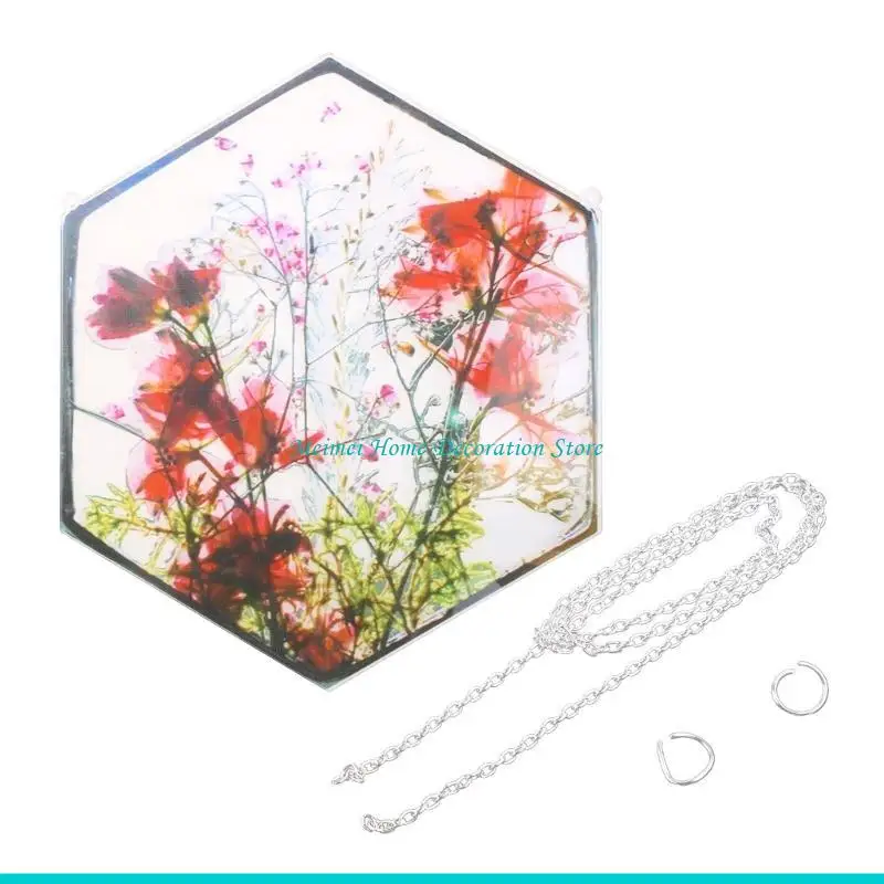 

H7BF Acrylic Frame Pressed Flowers Hanging Picture Artificial Dried Plants Wall Pendant with Chain Kids Art Photo Display Decor