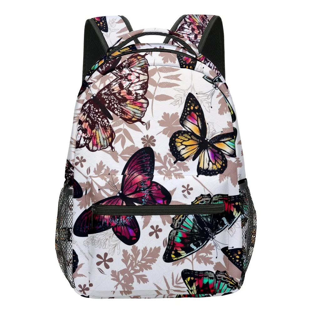 Classic Popular Funny butterfly student Bookbag Notebook Backpacks 3D Printed Oxford Waterproof Boys/Girls Travel Backpacks