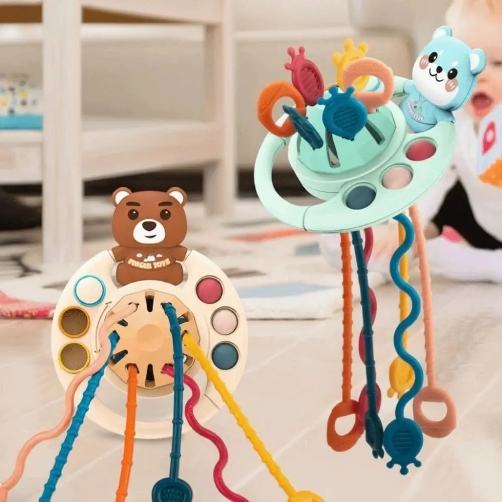 

PP Baby Sensory Montessori Toys Sensory Development Grab Ball Silicone Pull String Toy Soft Potable