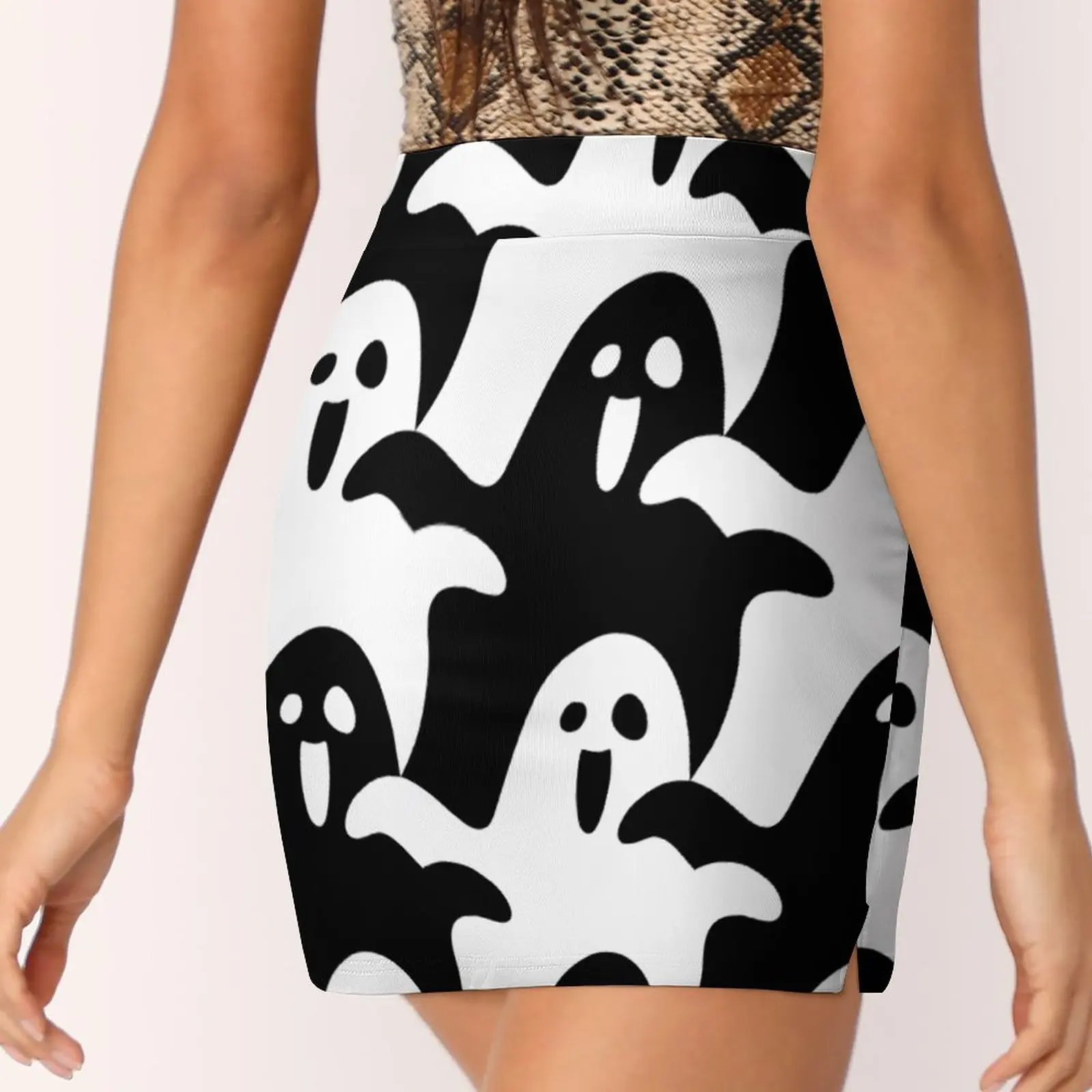 Spooky Scary Ghosts Koreanische Mode Rock Sommer Röcke Für Frauen Licht Proof Hosen Rock Ghosts Geist Halloween Weiß Schwarz