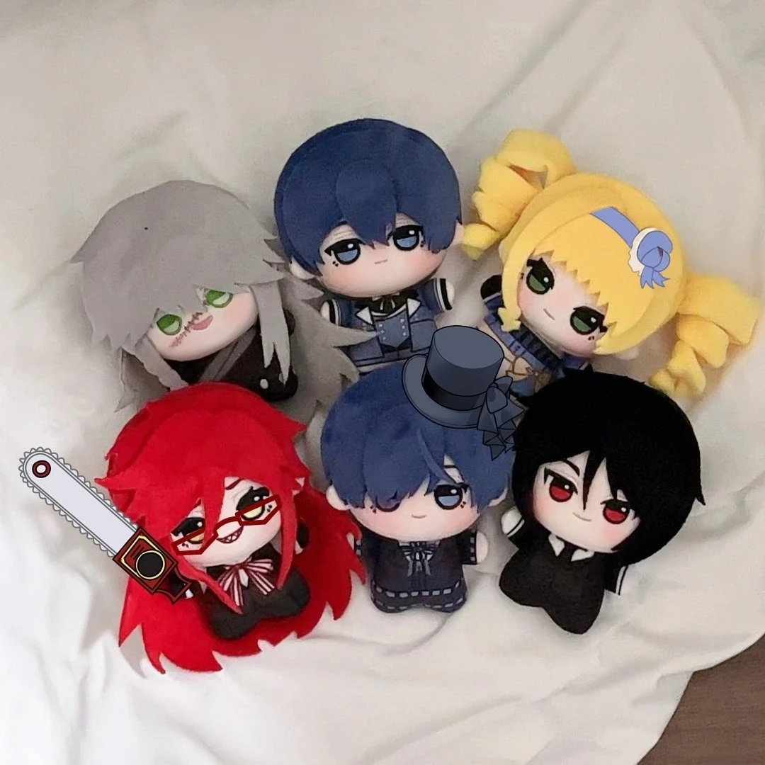 Peluche de Anime Black Butler, Muñeco de Peluche de Algodón de Sebastian, Ciel, Grell y Elizabeth Undertaker, 10 cm