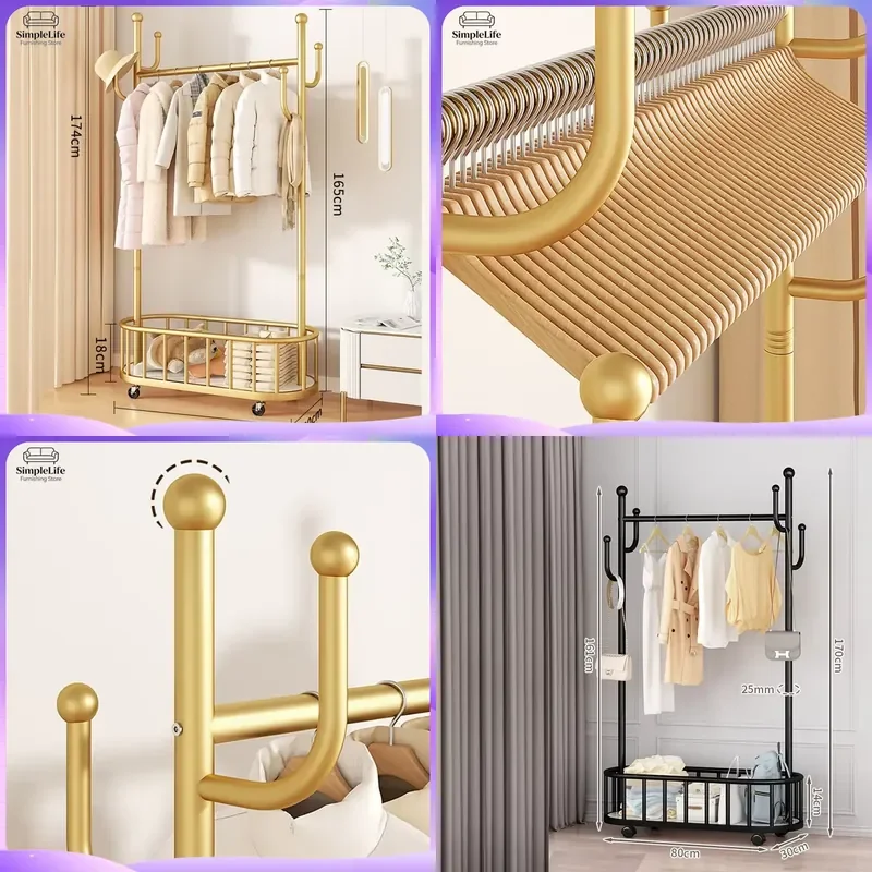 Metal Coat Rack Stand Floor Standing Hall Tree with Hooks for Living Room Bedroom Entryway Clothes Hat Bag Storage Organizer