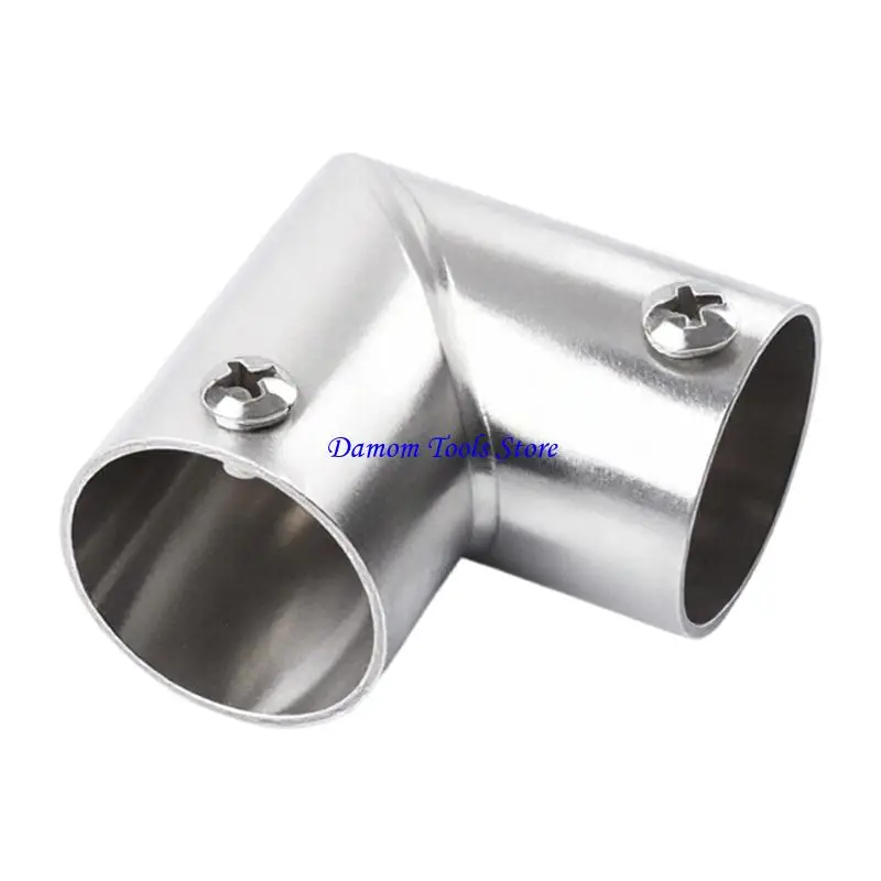 57BE Multipurpose Round Tube Adapter Connector Accessories Stainless Steel 3 Way Elbow Pipe Fitting Easy to Install