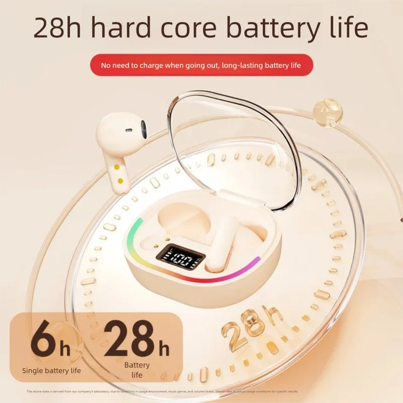 Half In Ear Earphone Breathing Light Call Noise Reduction Battery Level Display Mini Portable Listen Music Play Game