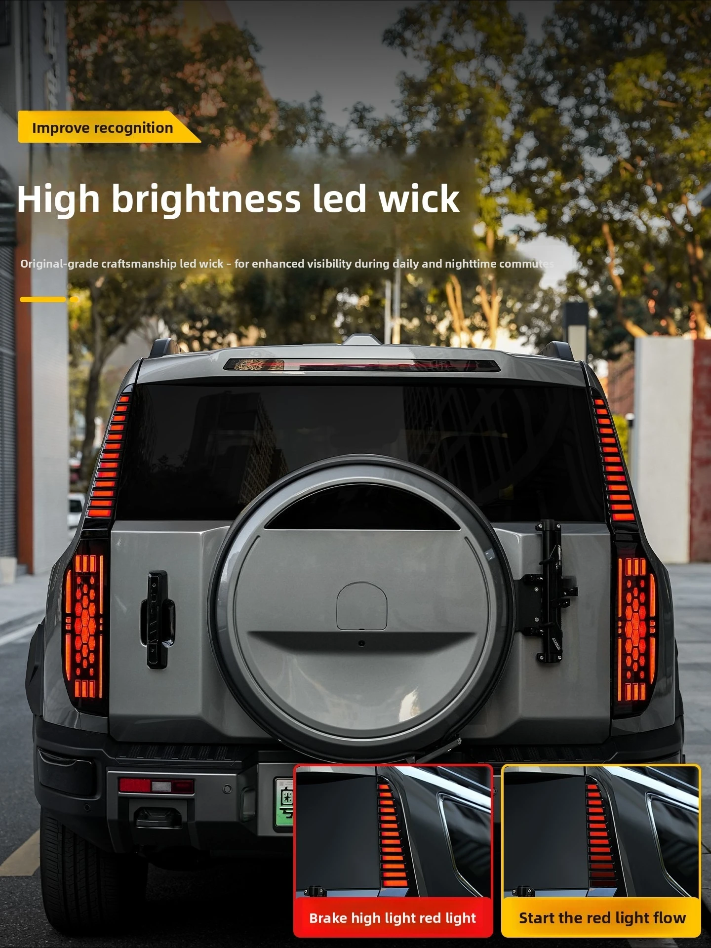 For Jetour G700 2025 2026 Car D Pillar Tail Light Sequential Yellow Turn Signal Brake Highlight Led Warning Lamp Modification detail image 2