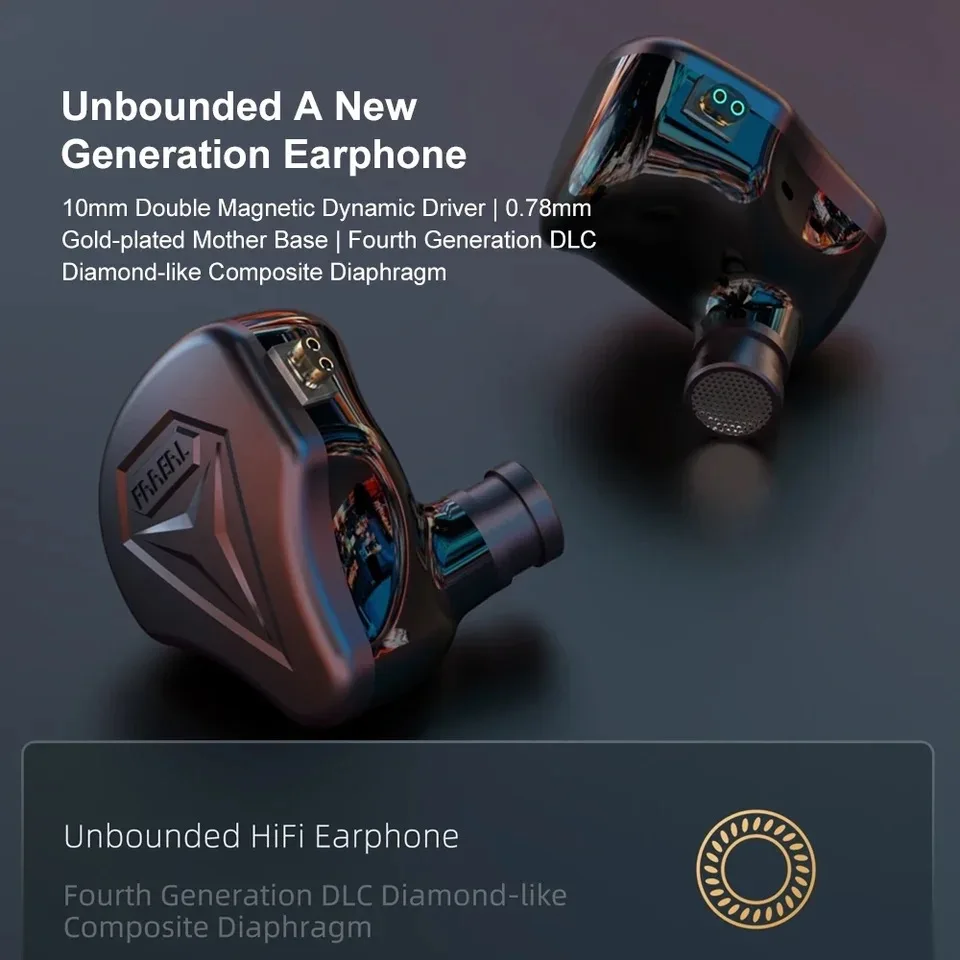 FAAEAL несвязанный 10 мм DLC композитный диафрагменный драйвер Hi-Fi наушники-вкладыши со съемным 2-контактным кабелем