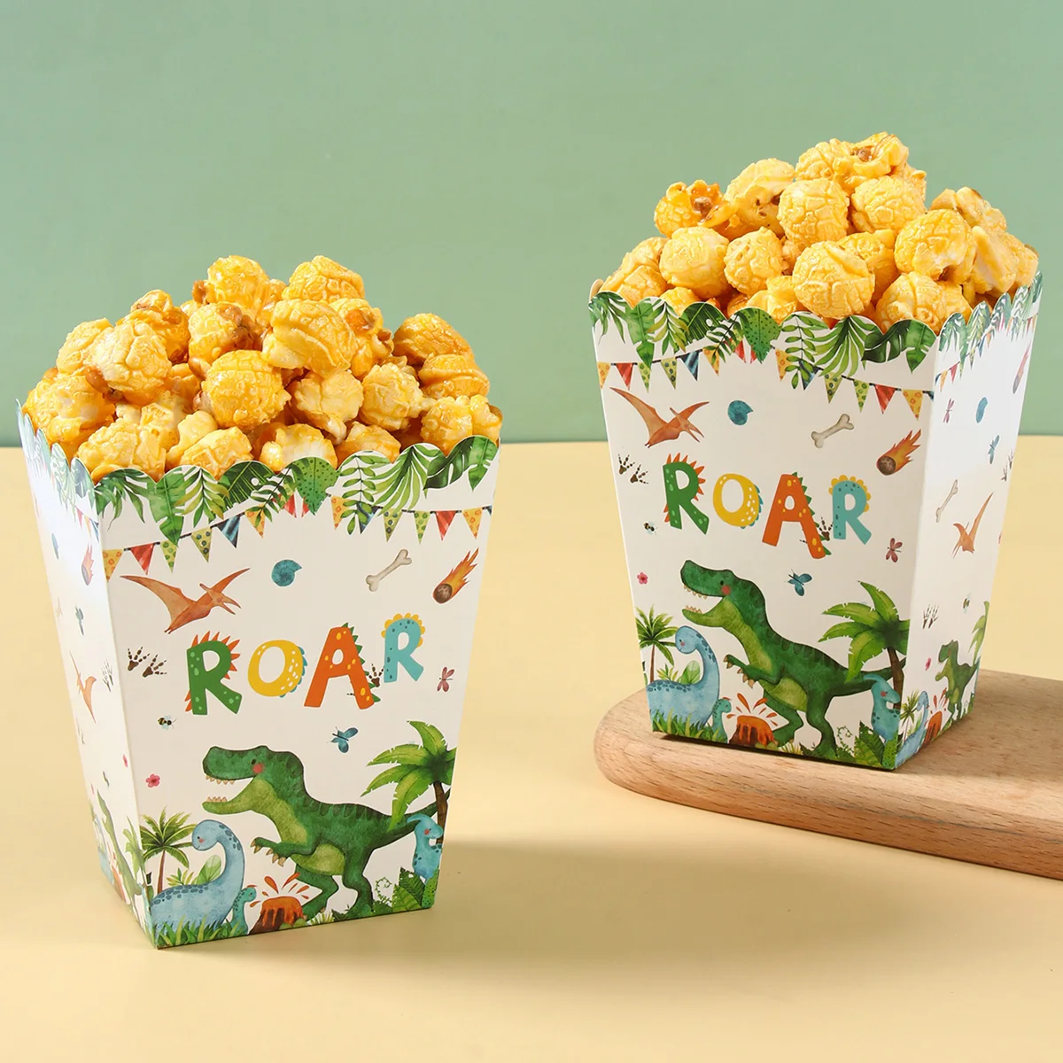 Primitive Dinosaur Popcorn Box Jurassic World Theme Birthday Party Decorations Kid Boy Baby Shower Supplies Jungle Safari Favors