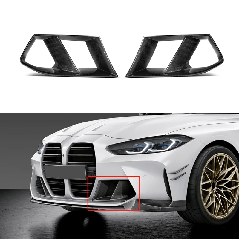 for BMW G80 M3 Sedan G82 M4 Coupe M Performance Vacuumed Carbon Fibre Front Bumper Air Vent Replacement 2021 UP