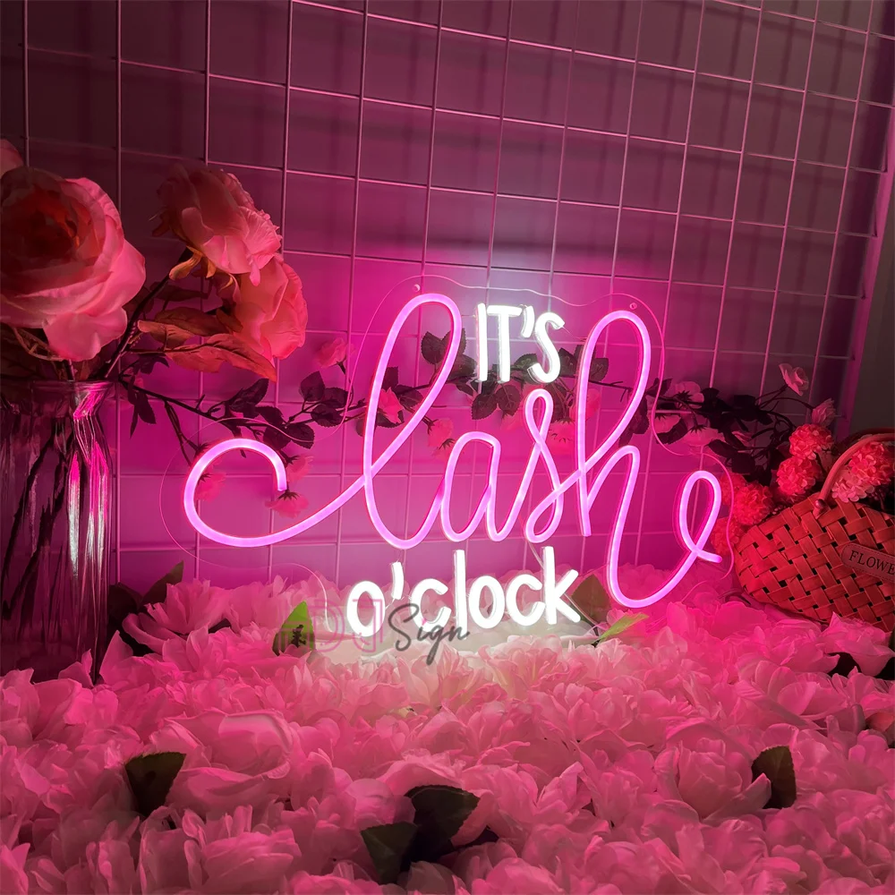 It's Lash O' Clock Neon Sign for Led Wall Decor Lashes Salon Beauty Room Decor Neon Lights LED Lash Shop Signs Commercial Lamps