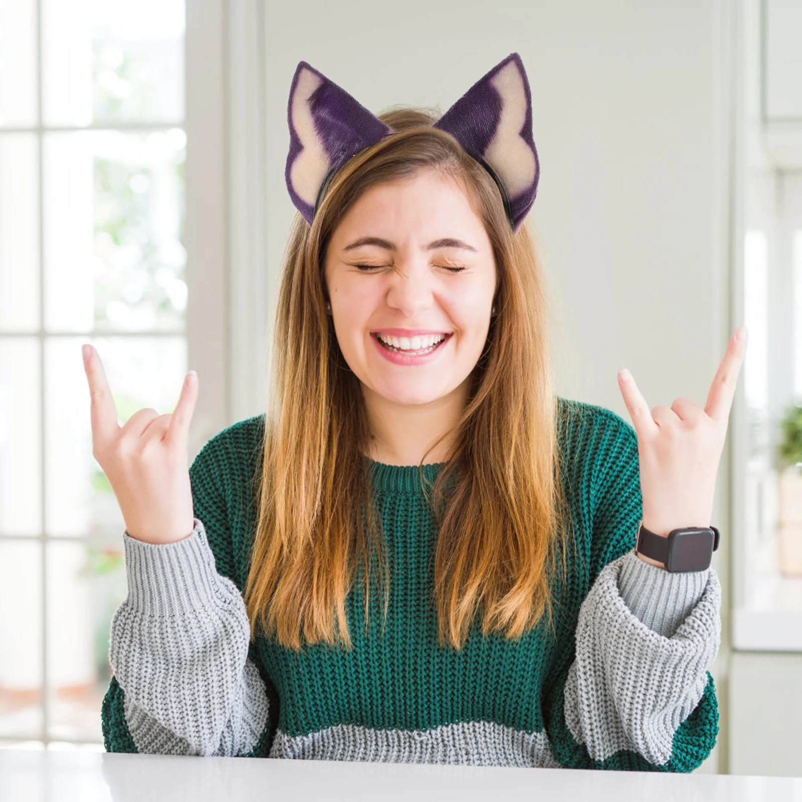 

Dog Ear Womens Costume Animal Headb Prop Props Animal Ears Hair Accessories Purple Ear Headb Headb