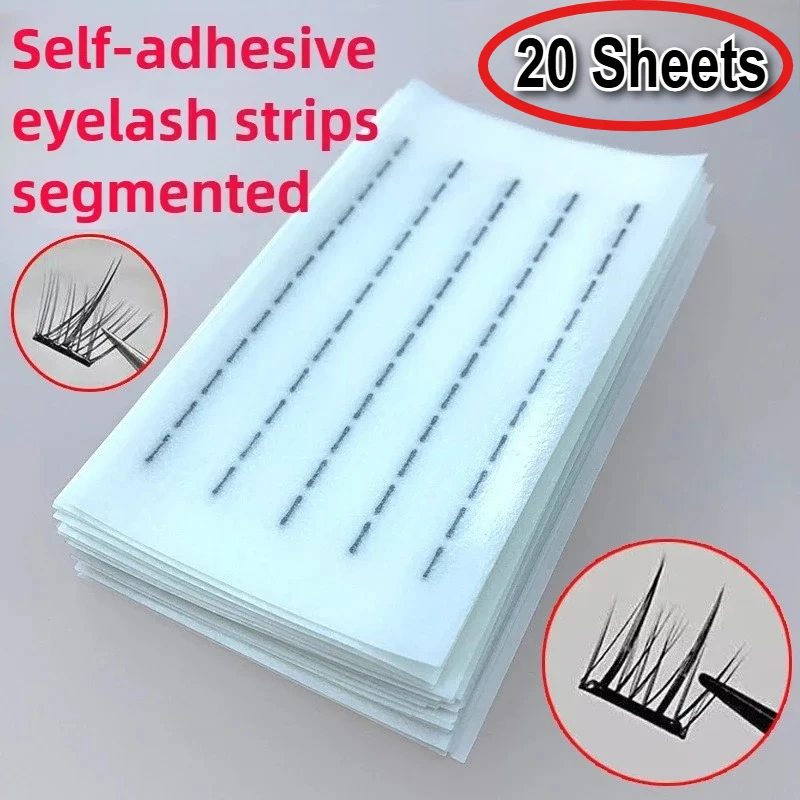 Bande adhésive pour faux-cils, bâton segmenté, bande auto-adhésive, outil étanche, 1-20 feuilles