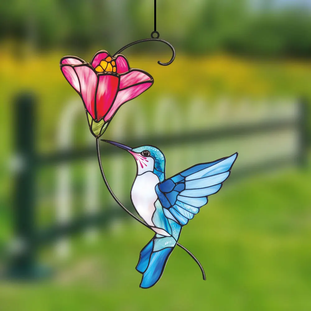 Iron Hanging Decoration Rust Resistant Nature Inspired Ornament Hummingbird Metal Pendant Smooth Metal Wall Decoration