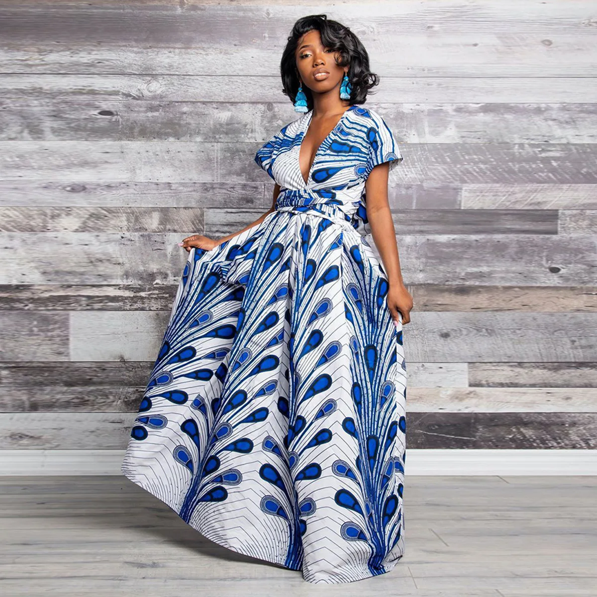 

African Dresses For Women Traditional Maxi DIY Clothes Muslim Fashion Floral Summer Lady Long Dress Nigerian Kanga Clothing