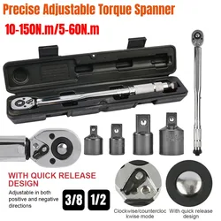 Ratchet Torque Wrench Square Drive 5-150N.m Reversible Ratchet Key 3/8 1/2 Inch Precise Adjustable Torque Spanner Hand Tools