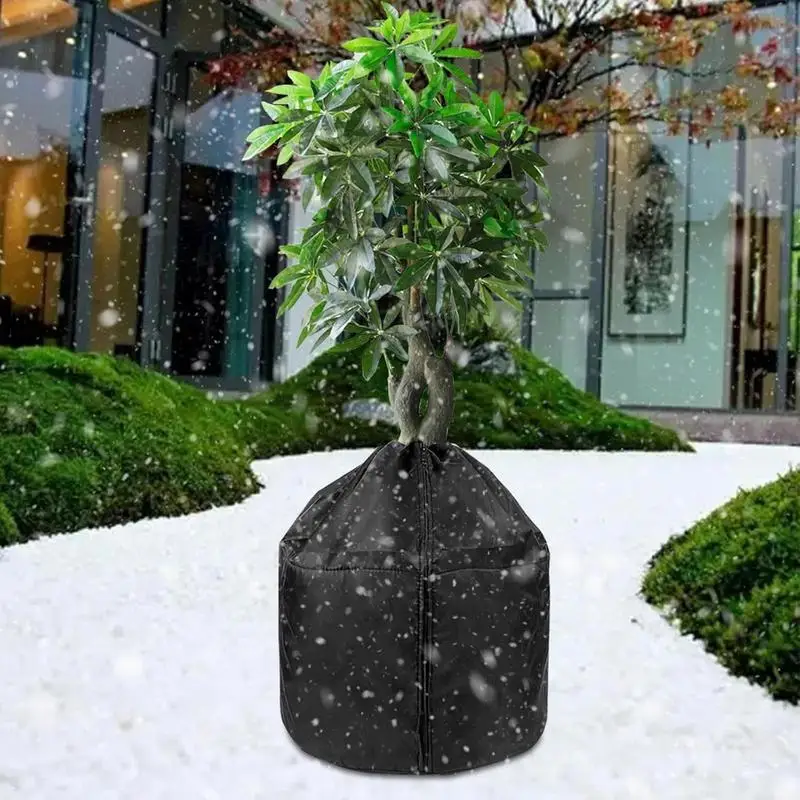 1Pcs 45x50cm Thermal Pot Protector Winter Protection for Plants Frost Protection Bag for Potted with Drawstring Anti-freeze Cove