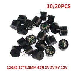 Buzzer passivo para Arduino, Mini Piezo Buzzers, Frete Grátis, 12085, 12x8.5mm, 42R Resistência, 3V, 5V, 9V, 12V, 10 Pcs, 20Pcs