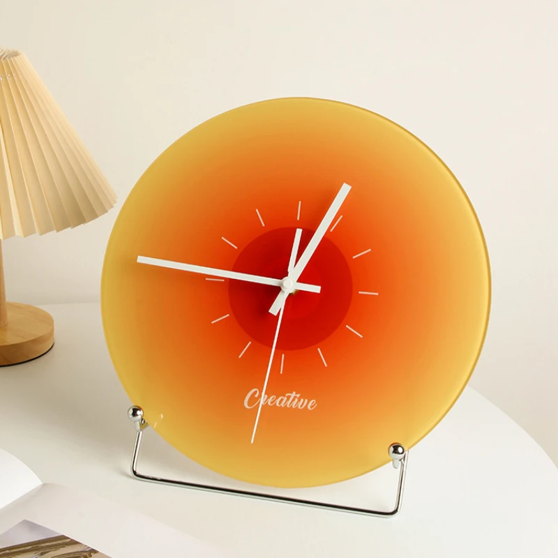 Sunset clock, wall clock, living room, glass table, tabletop, simple bedside, creative clock, tabletop