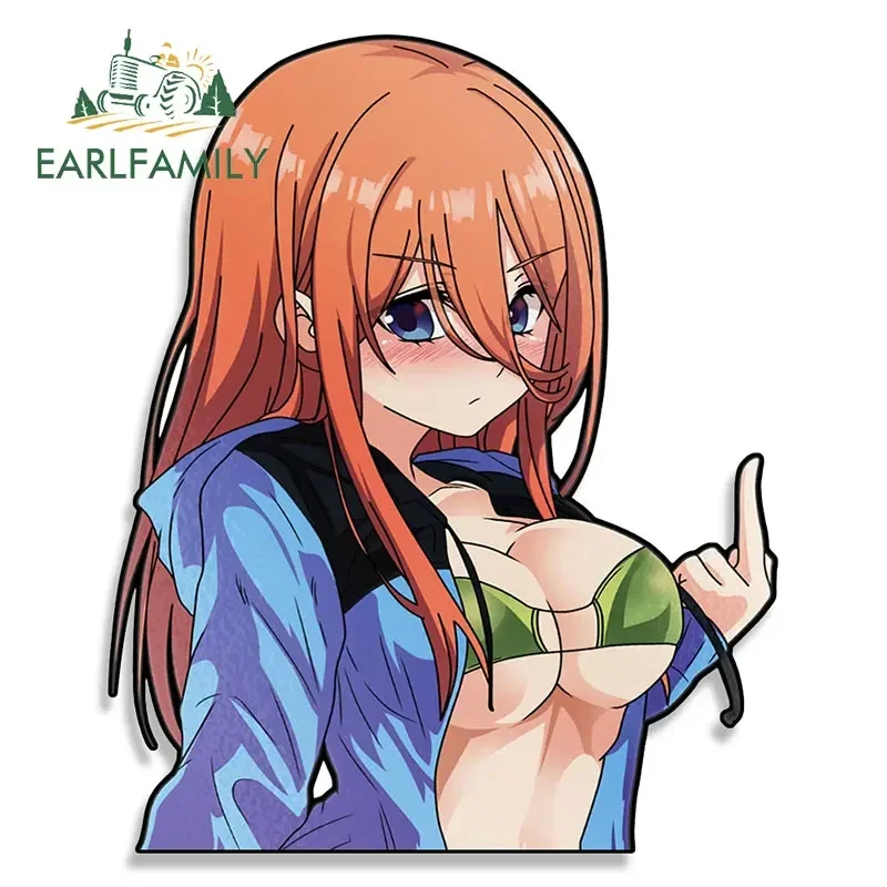 

EARLFAMILY 13cm X 10.5cm For Nakano Miku Car Stickers Anime Motorcycle Trunk Windows Vinyl Car Accessories Decal Sunscreen