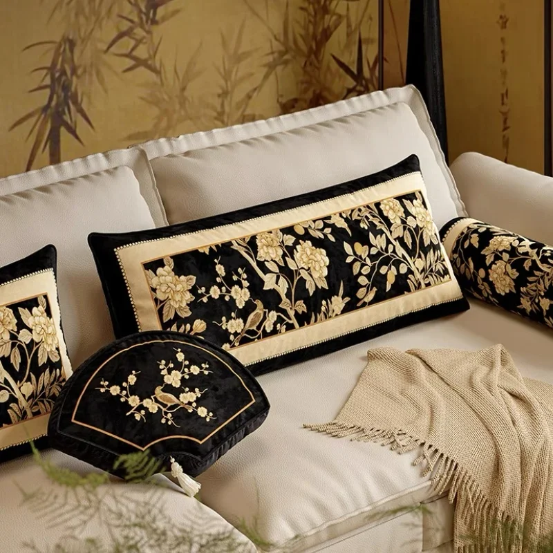 chinese-black-velvet-pillow-retro-birds-cushion-case-fan-long-35x100-decorative-pillow-cover-for-sofa-chair-home-decorations