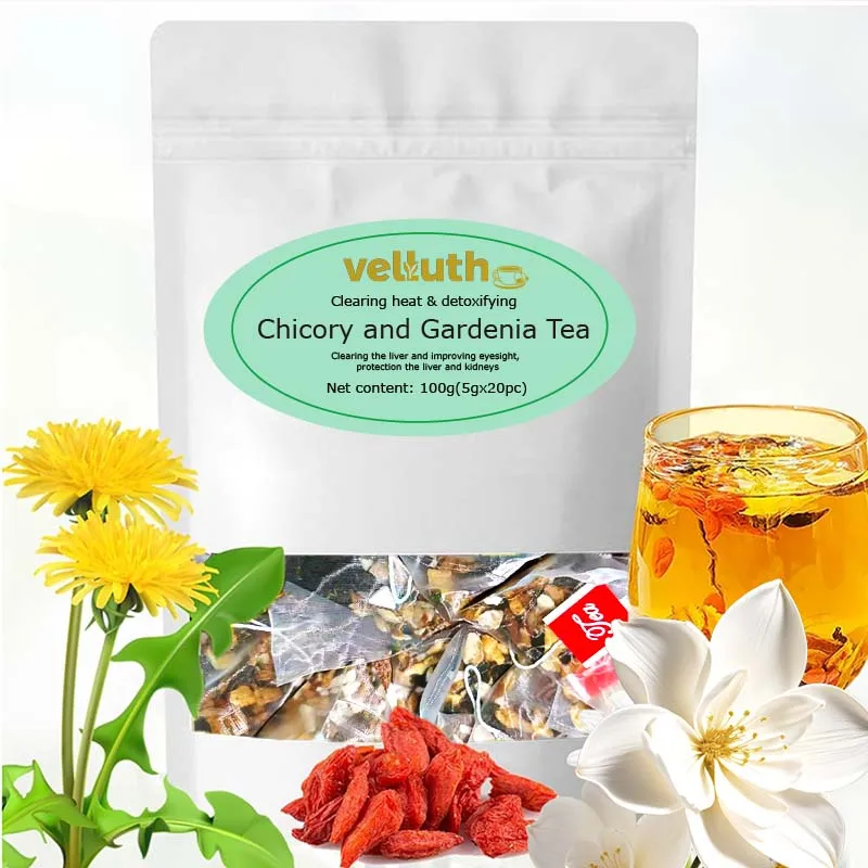 Thé chicorée Gardenia, riche en antioxydants, améliore l'immunité, sans caféine, sans sucre, végétalien, 20 paquets