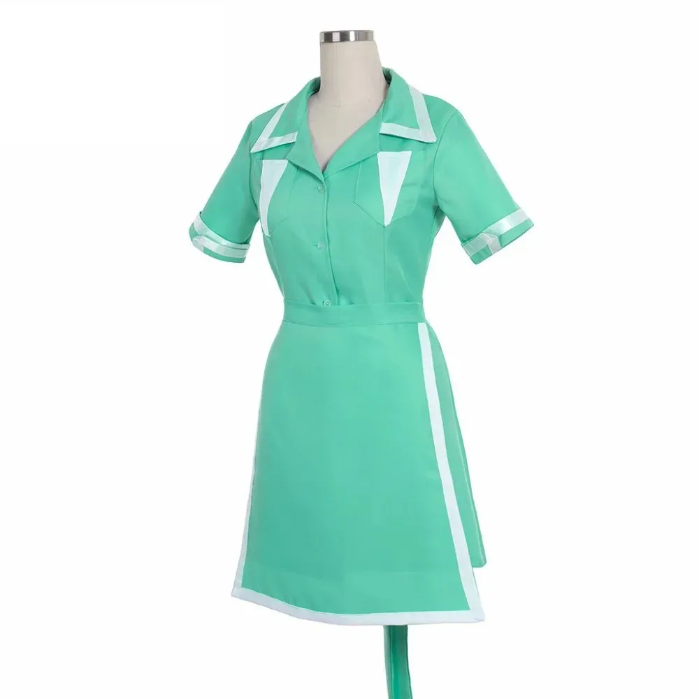 Disfraz de cosplay de camarera de comedor retro – Vestido de uniforme de cafetería vintage hecho a medida para mujer, traje de juego de rol para fiesta de Halloween