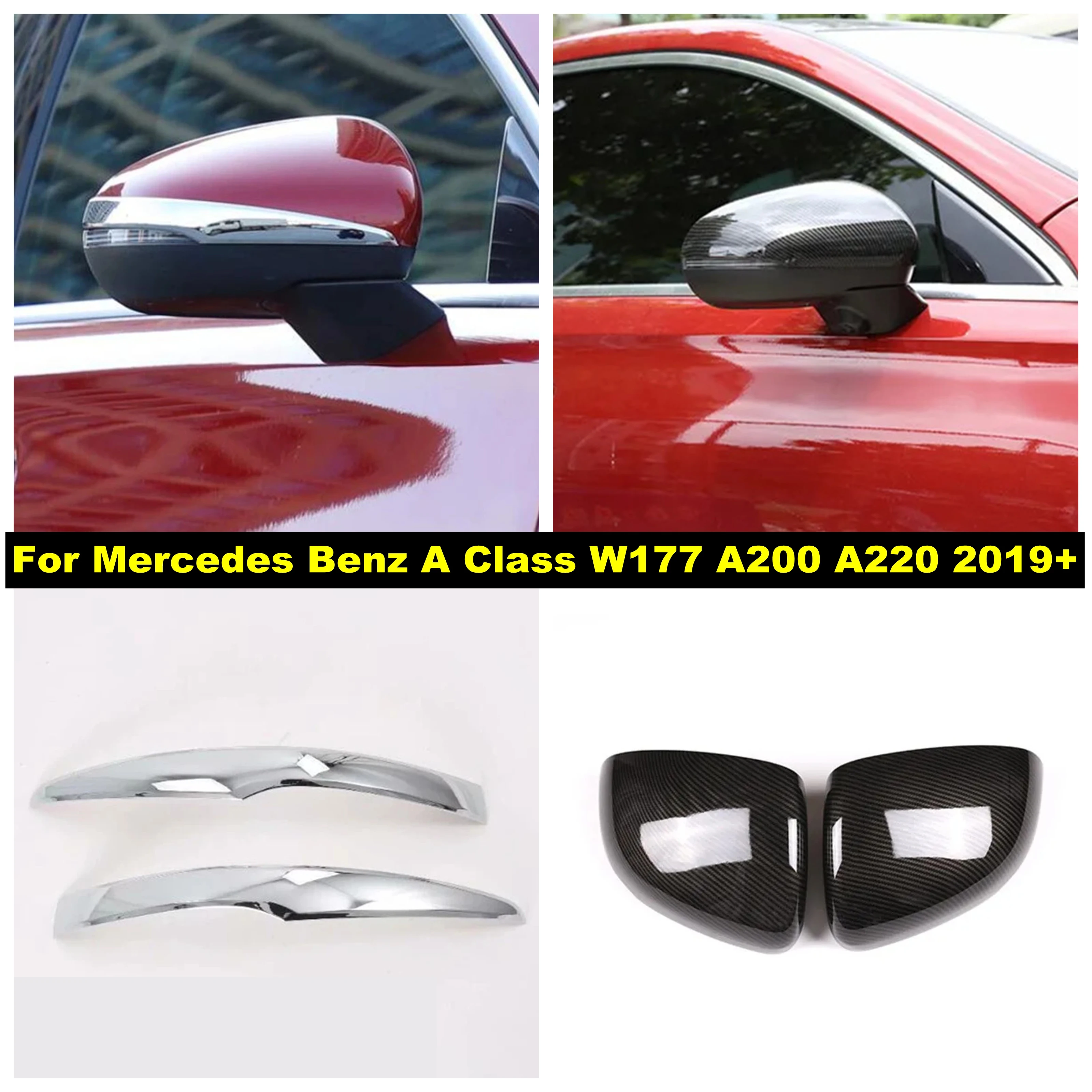 

Car Outside Rearview Mirror Decoration ABS Stickers Cover Trim For Mercedes Benz A Class W177 A200 A220 2019 - 2024 Accessories