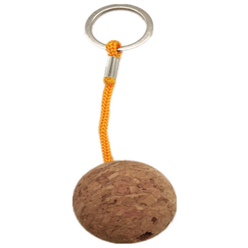 Creative 35mm Round Floating Cork Ball Keychian Float Kayak Rope Buoyant Key Ring Floating Cork Ball Sailing Keychian