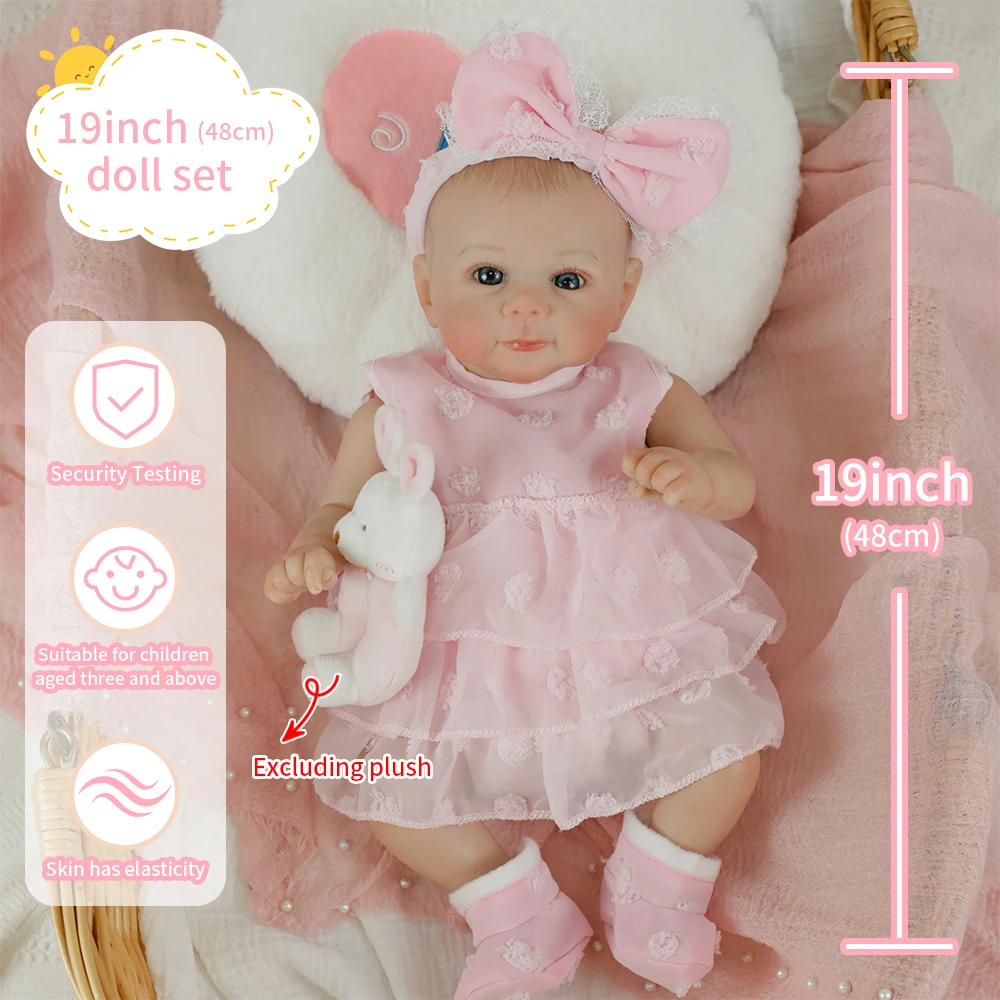 

19-дюймовая силиконовая виниловая кукла реборн всего тела для девочек, Джульетта, ручная работа, 3D кожа, видимая вена, коллекционная художественная кукла, Рождественский подарок