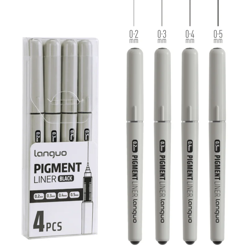 4 Stück Fineliner-Stifte, 0,2/0,3/0,4/0,5 mm, Stifte mit ultrafeinen Spitzen, für Bibel, Journaling, Lernbedarf, Anmerkungen, glatt, wasserfest