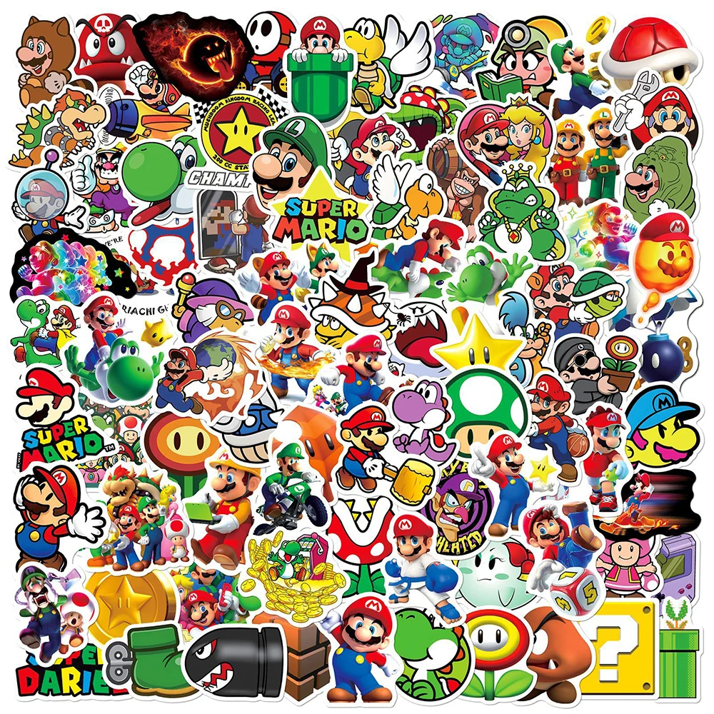 10/30/50/100pcs Classic Cartoon Super Mario Bros Game Stickers Laptop Notebook Skateboard Cool Anime Waterproof Sticker Kids Toy