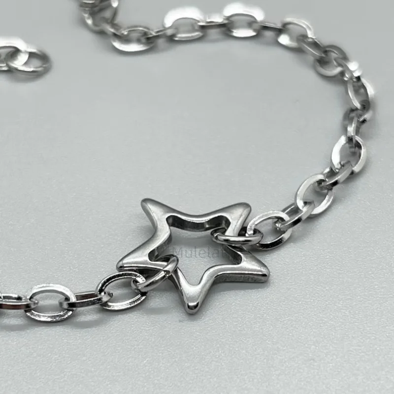 Stainless Steel Linking STAR Pendant Bracelet ~ No Tarnish  Oval Link Chain ~ Mini Paperclip  Women  Teen  Fun Fashion On The Go