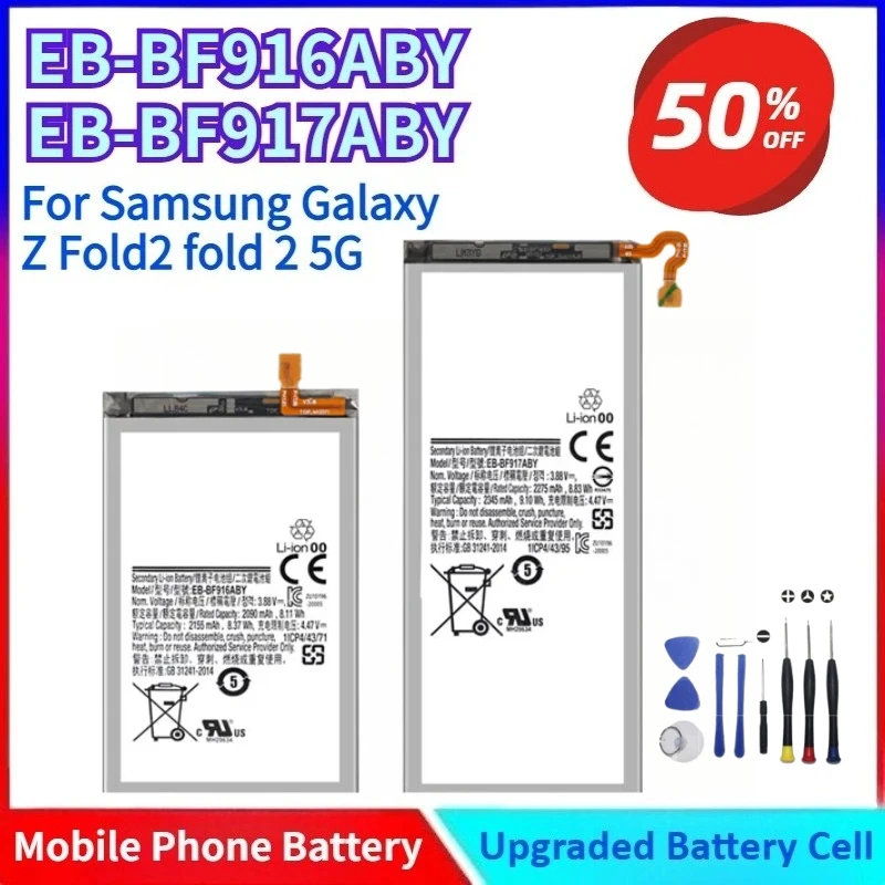

New 2090mAh/2275mAh EB-BF916ABY EB-BF917ABY Replacement Battery for Samsung Galaxy Z Fold2 Fold 2 5G SM-F916 with Free Tools