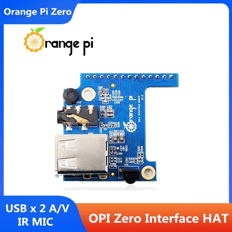 

Orange Pi Zero Expansion Board USB 2.0 x 2 Audio Video Mic IR Receiver OPi Interface HAT Development Board For OPI Zero 3 2