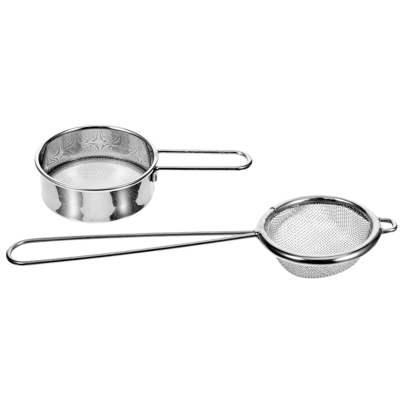 

2 Pcs Hand Held Flour Sieve Fine Mesh Strainer Metal Kitchen Stainless Steel Screen Filter Frosting Small