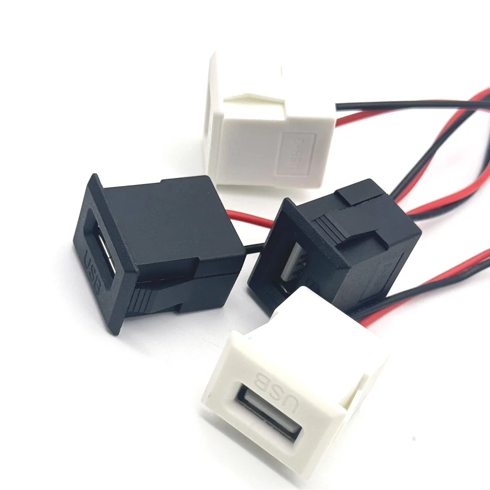 1/3pcs USB Female Base USB-3 single layer Socket USB A Charging Socket Power Socket with Cable Connector Buck Module