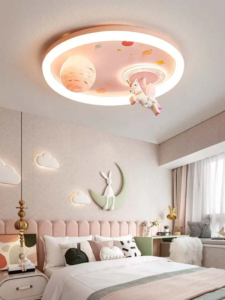 Children's Room Bedroom Ceiling Light Creative Unicorn Astronaut Full Spectrum Protective Light Source Boy Girl Room Light