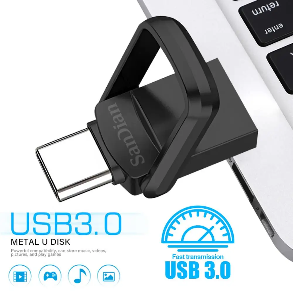 USB Tipo-C Flash Drive para Laptop, Pendrive de alta velocidade, Memory Stick, 2TB, OTG, USB 3.0, 128GB, 256GB, 512GB, Novo