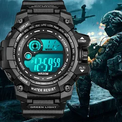 YIKAZE Digital Man Wristwatch Waterproof LED Display Luminous Chronograph Watch for Men Outdoor Sports Men's Electronic Watches