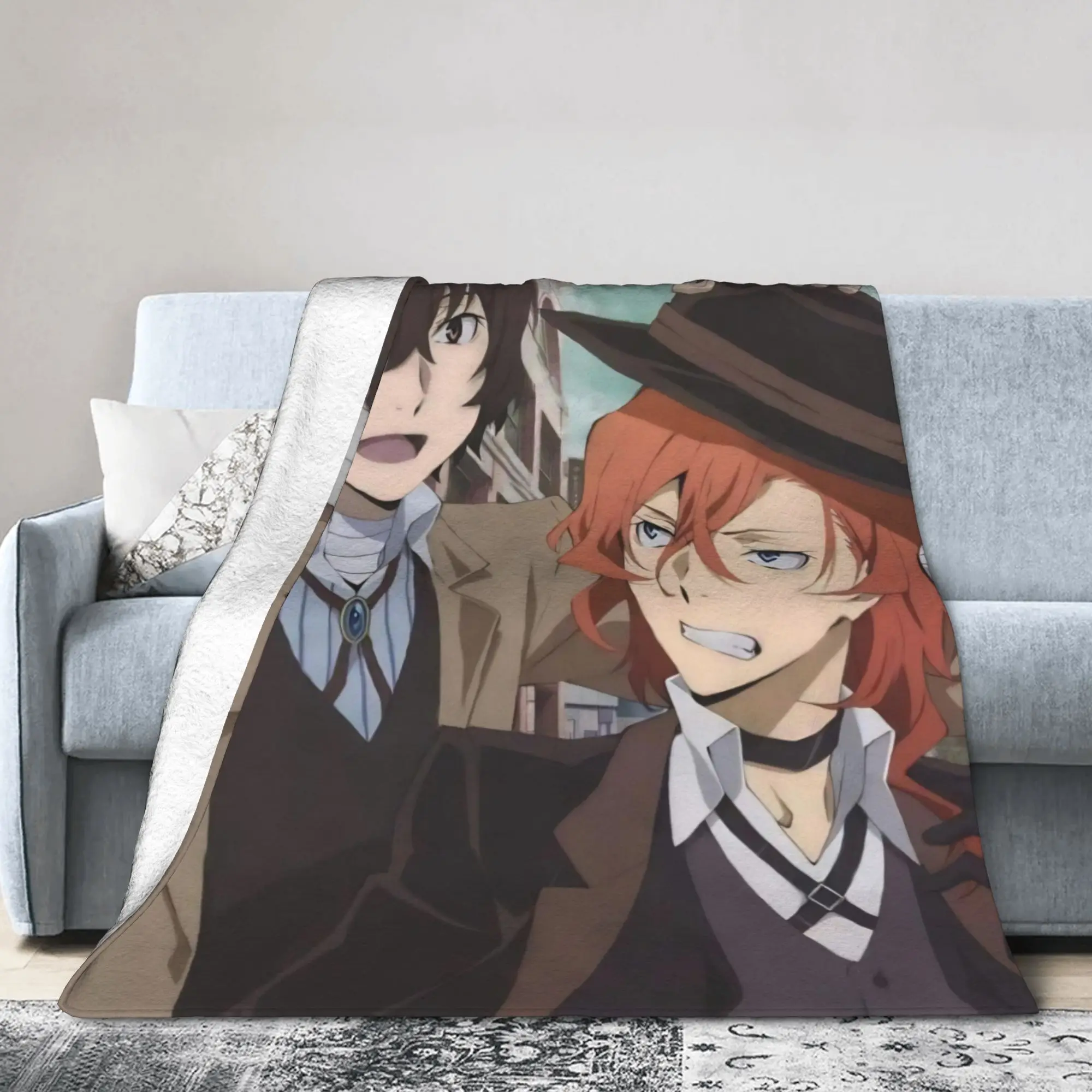 Dazai Bungo Stray Dogs Blankets Velvet Spring Autumn  Multi-function Lightweight Thin Throw Blanket for Bedding Couch Bedspreads