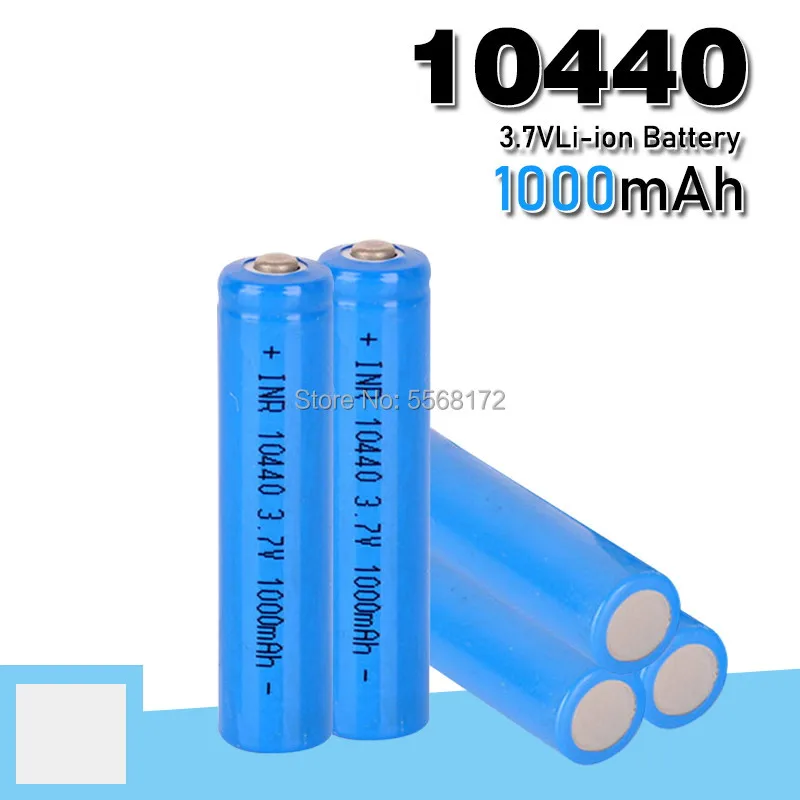 10440 AAA Size 3.7V 1000mAh 10440 Lithium Li-ion Battery Button Top For Radio Gamepad LED Light Flashlight Clock