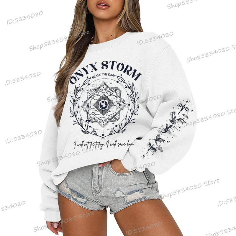 Fashion Fourth Wing Book Women Sweatshirt Onyx Storm Pullover Crewneck Long Sleeve Tracksuit The Empyrean Series Sweatshirts