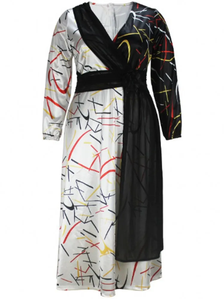 L-4XL حجم كبير الملابس فساتين النساء الجلباب 2026 ربيع الخريف الشارع نمط عادية 3XL 4XL حجم كبير فستان ماكسي كبير الحجم #4