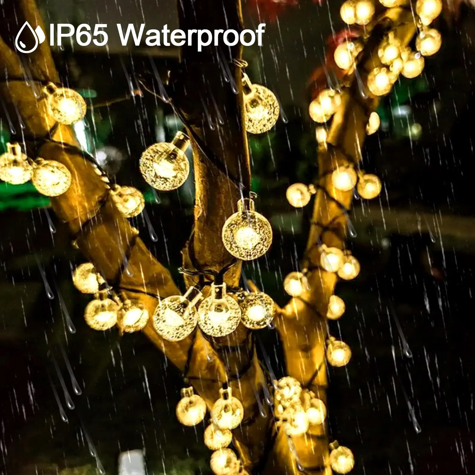 Solar Globe String Lights LED Solar Crystal 8 Modes Waterproof Crystal Ball Lights for Garden Home Balcony Christmas Decoration