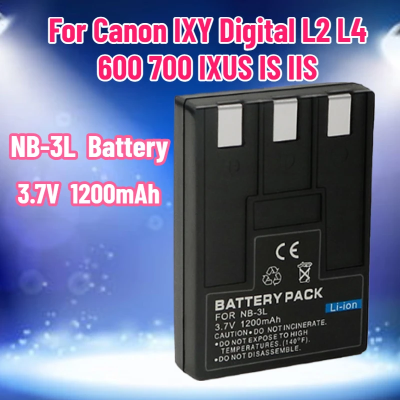 

1200mAh NB-3L Battery for Canon IXY Digital L2 L4 600 700 IXUS IS IIS 600 700 I2 I5 SD20 PC1060 PC1114 110 Batteries
